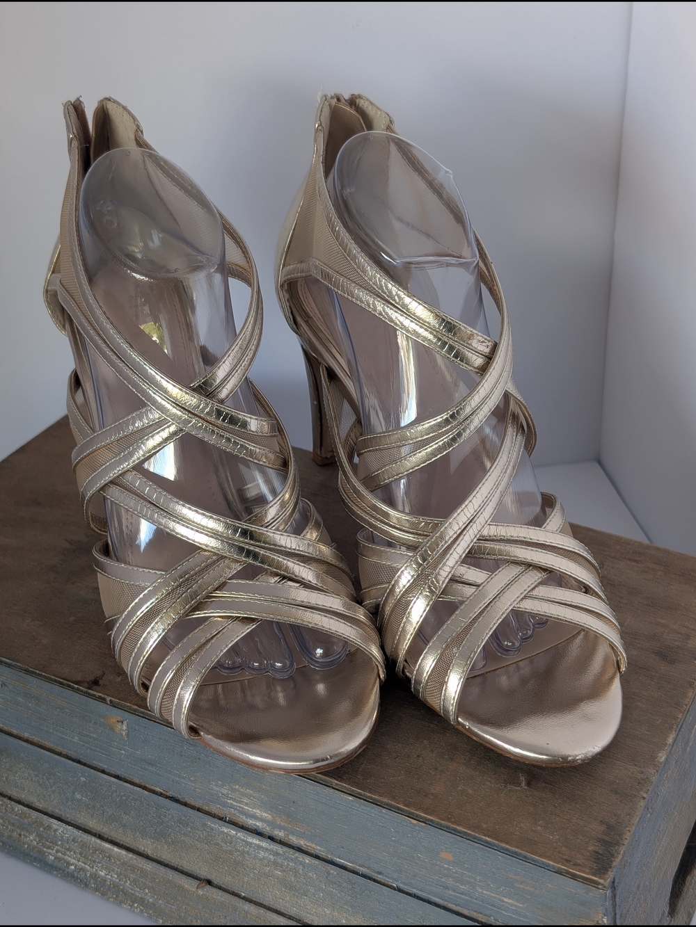 Kelly & Katie Gold Strappy High Heel Sandals